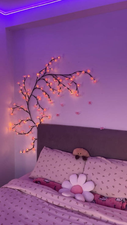 LED Cherry Blossom Branch Lights for Wall, Lighting Modes&Timer, Flexible DIY Indoor Decoration for Home